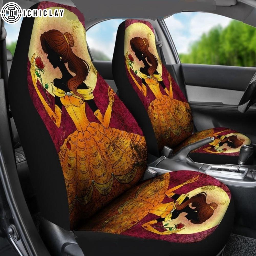 Beauty And The Beast Vintage Bella And The Moon Red Yellow Car Seat Covers Decor