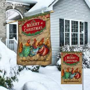 Chicken Christmas Three Hens With Light Vintage House And Garden Flag Decor