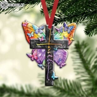 Colorful Butterfly Faith Jesus Cross God Christian Car Christmas Ornament Hanging Decor