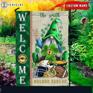 Custom Name Southern Miss Golden Eagles Happy St. Patrick's Day Shamrock House And Garden Flag