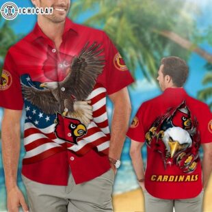 Louisville Cardinals Eagle US Flag Hawaiian Shirt