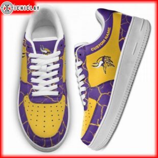 Custom Name Minnesota Vikings NFL Team Sport Football Air Force 1 Shoes For Fans