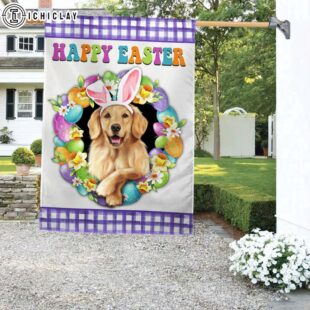 Golden Retriever Dog Happy Easter House And Garden Flag