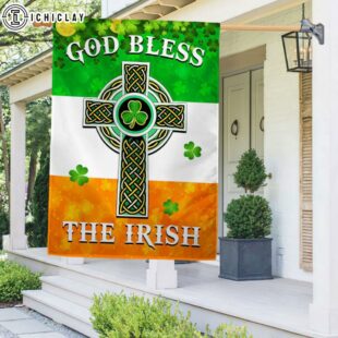 Irish Celtic Cross Flag God Bless The Irish House And Garden Flag