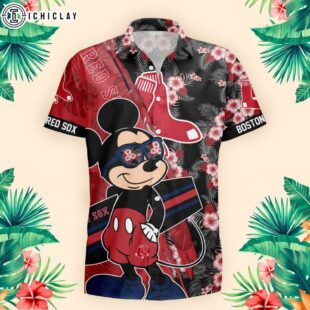 Boston Red Sox Mickey Surfing Hawaiian Shirt