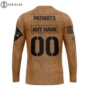 Custom Name And Number NFL New England Patriots Salute To Service Veterans Day 3D Sweatshirt
