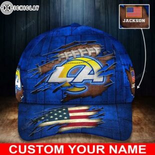 Custom Name NFL Los Angeles Rams Football Ball Classic Baseball Cap