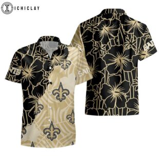 New Orleans Saints Tropical Flowers Pattern Hawaiian Shirt