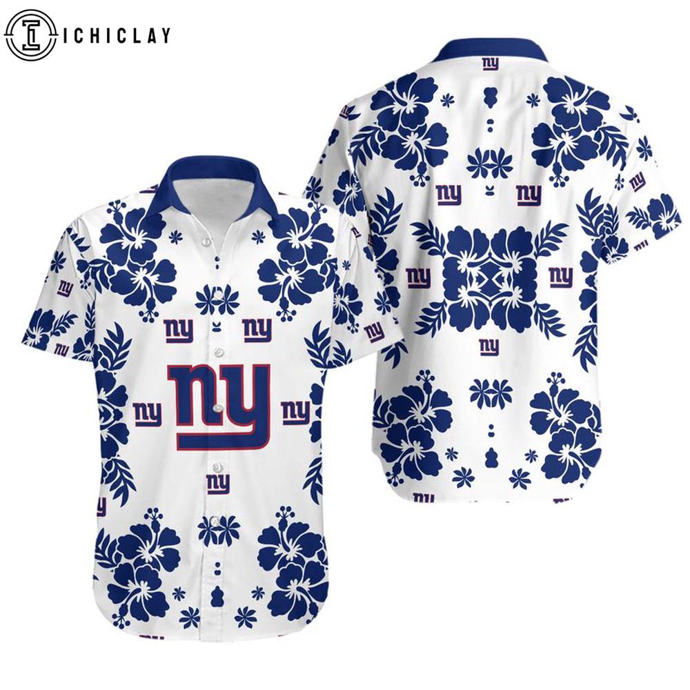 New York Giants Hibiscus Flower Hawaiian Shirt New York Giants Hibiscus Flower Hawaiian Shirt