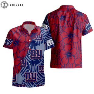 New York Giants Tropical Flowers Pattern Hawaiian Shirt