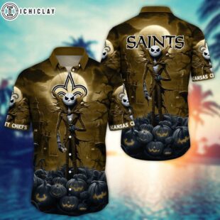 NFL New Orleans Saints Jack Skellington Aloha Hawaiian Shirt