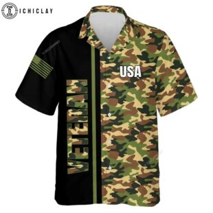Veteran Camo Pattern Summer Hawaiian Shirt Gift For Veteran