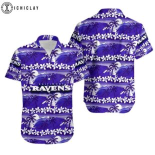 Baltimore Ravens Tree On Beach Hawaiian Shirt