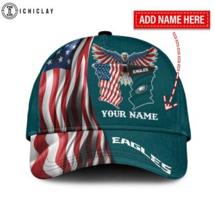 Custom Name NFL Philadelphia Eagles American Eagle Baseball Cap