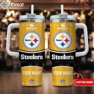 Custom Name NFL Pittsburgh Steelers Team Tumbler 40oz With Handle