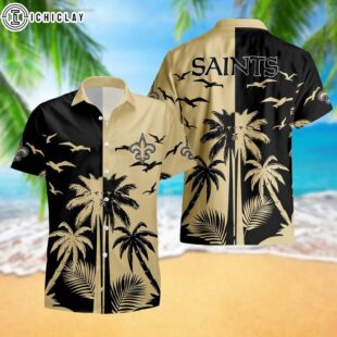 New Orleans Saints Palm Tree Reflection Pattern Hawaii Shirt