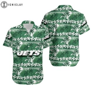 New York Jets Tree On Beach Hawaiian Shirt