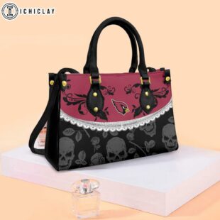 NFL Arizona Cardinals Skull And Flower Leather HAndbag