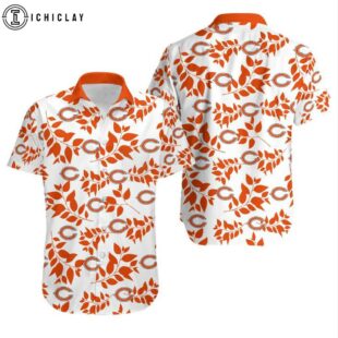 NFL Chicago Bears Leaves Pattern 3D Hawaiian Shirt