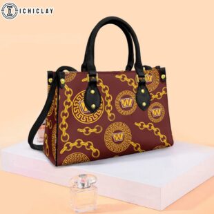 NFL Washington Commanders Chain Pattern Leather Handbag