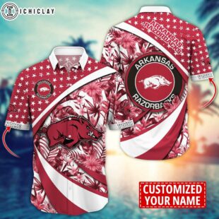 Custom Name MLB Arkansas Razorbacks Aloha Hawaiian Shirt Gift For Fans