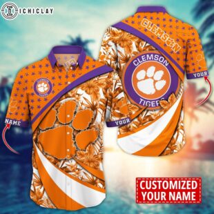 Custom Name MLB Clemson Tigers Aloha Hawaiian Shirt Gift For Fans