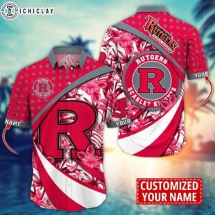 Custom Name MLB Rutgers Scarlet Knights Aloha Hawaiian Shirt Gift For Fans