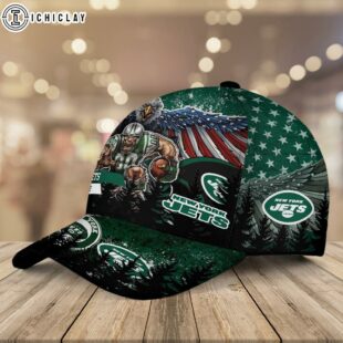 Custom Name NFL New York Jets Mascot Logo Classic Baseball Cap