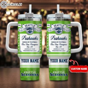 Custom Name Seattle Seahawks King Of Football Tumbler 40Oz