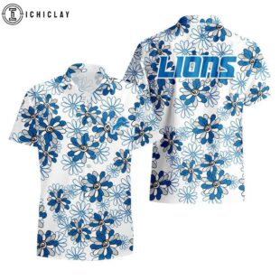 Detroit Lions Flower Pattern Hawaiian Shirts For Fan
