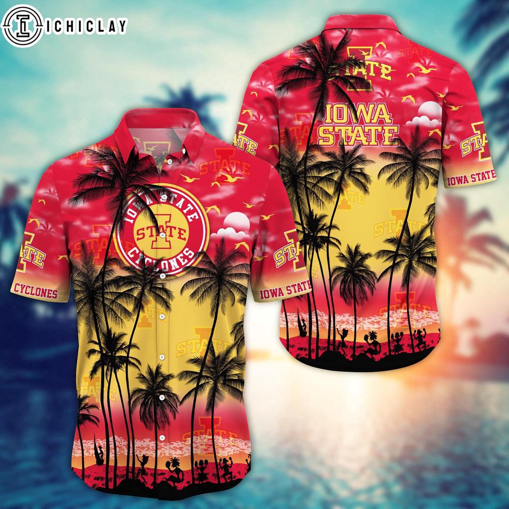 Iowa State Cyclones Sport Team Tree Pattern Hawaiian Shirt Iowa State Cyclones Sport Team Tree Pattern Hawaiian Shirt