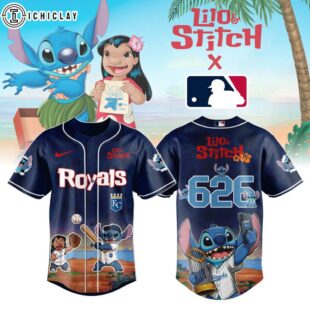 Kansas City Royals MLB x Lilo & Stitch Baseball Jersey Shirt For Fans