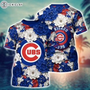 MLB Chicago Cubs All Over Print T-Shirt Flower Tropical For Sports Enthusiasts