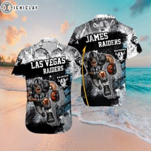 Custom Name Las Vegas Raiders Grunge Blitz Hawaiian Shirt