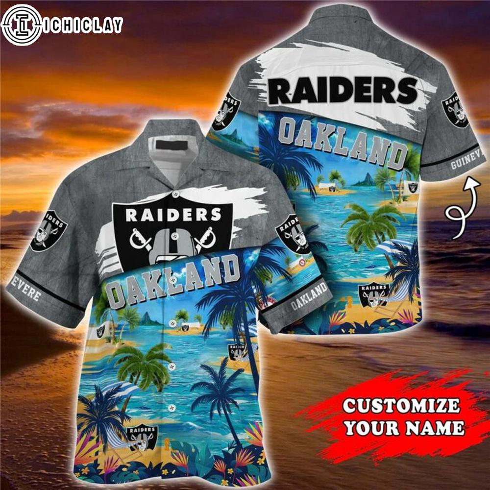 Custom Name Las Vegas Raiders Island Sunset Hawaiian Shirt Custom Name Las Vegas Raiders Island Sunset Hawaiian Shirt