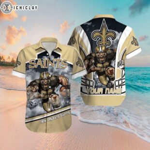Custom Name New Orleans Saints Gridiron Beast Hawaiian Shirt