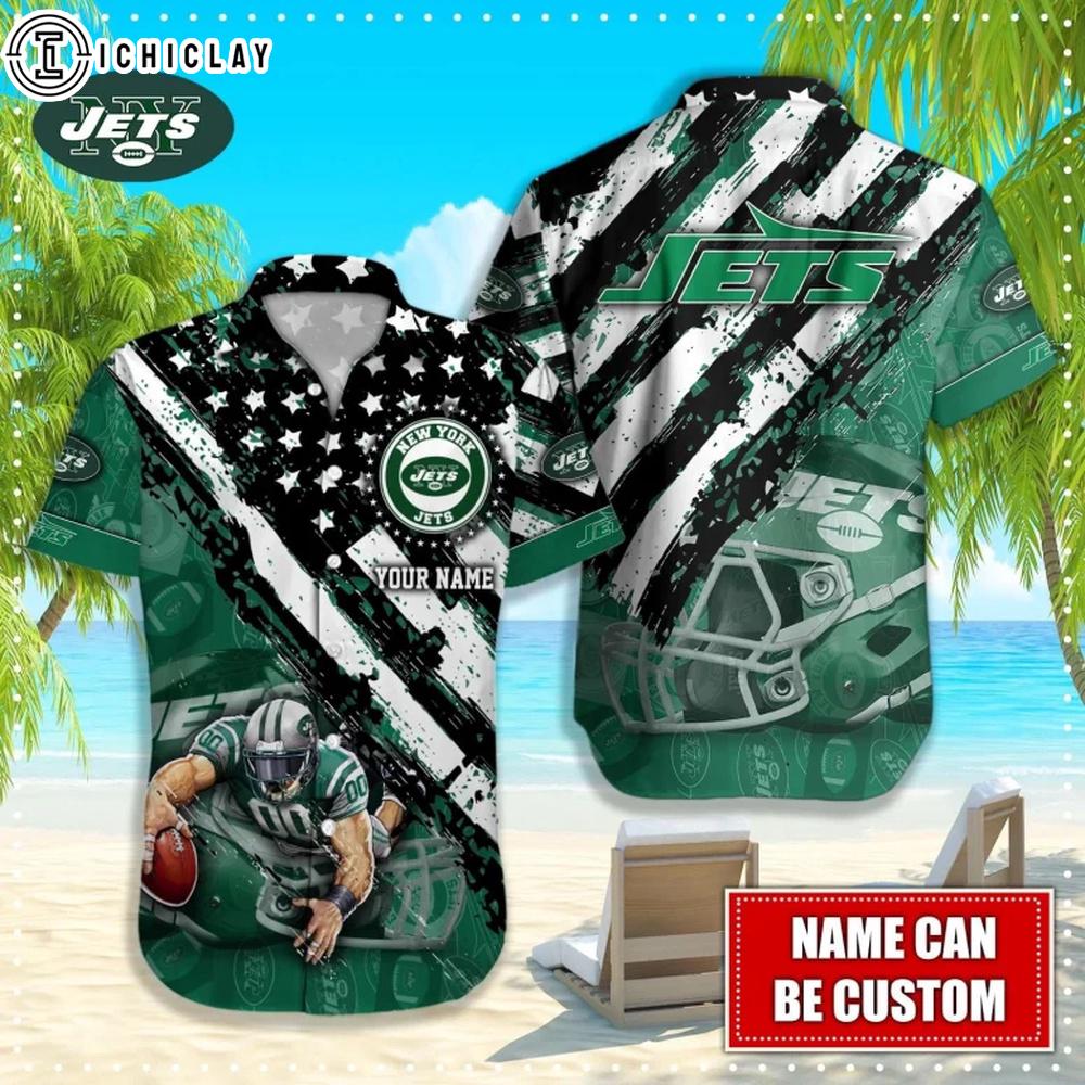 Custom Name New York Jets Gridiron Glory Hawaiian Shirt Custom Name New York Jets Gridiron Glory Hawaiian Shirt