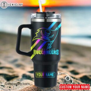 Custom Name Tampa Bay Buccaneers NFL Hologram Logo Tumbler 40Oz With Handle