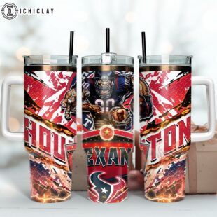 Houston Texans NFL Mascot Football Tumbler 40Oz With Handle