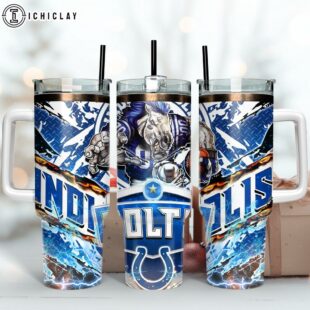 Indianapolis Colts NFL Mascot Football Tumbler 40Oz With Handle
