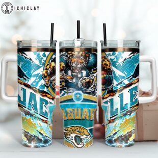 Jacksonville Jaguars NFL Mascot Football Tumbler 40Oz With Handle