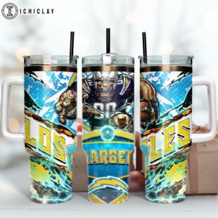 Los Angeles Chargers NFL Mascot Football Tumbler 40Oz With Handle