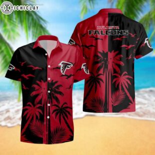 Atlanta Falcons Palm Tree Reflection Pattern Hawaiian Shirt