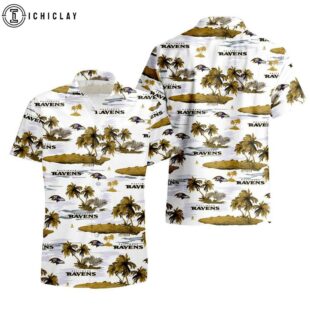 Baltimore Ravens Coconut Tree Pattern Hawaiian Shirt