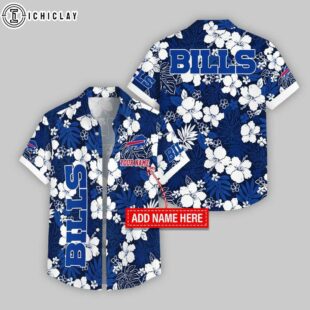 Custom Name Buffalo Bills Hibicus Pattern Hawaiian Shirts For Fans