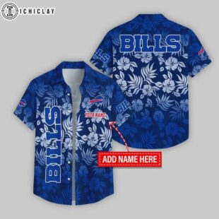Custom Name Buffalo Bills Night Flowers Pattern Hawaiian Shirts For Fans