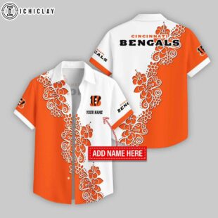 Custom Name Cincinnati Bengals Hibicus NFL Hawaiian Shirts For Fans