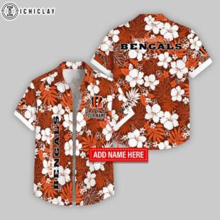 Custom Name Cincinnati Bengals Hibicus Pattern Hawaiian Shirts For Fans