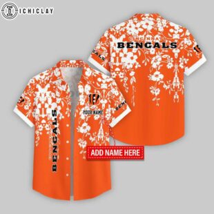 Custom Name Cincinnati Bengals Hibicus Trellis Pattern Hawaiian Shirts For Fans