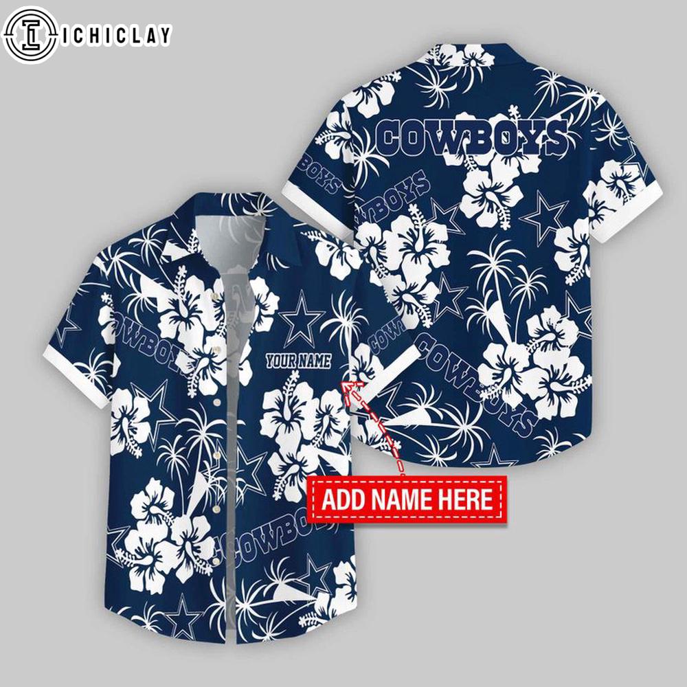 Custom Name Dallas Cowboys Hibicus Hawaiian Shirts For Fans Custom Name Dallas Cowboys Hibicus Hawaiian Shirts For Fans
